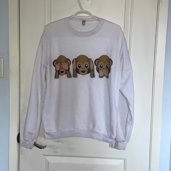 Freshtops Monkey Emoji Crewneck Sweater - Picture 1 of 8